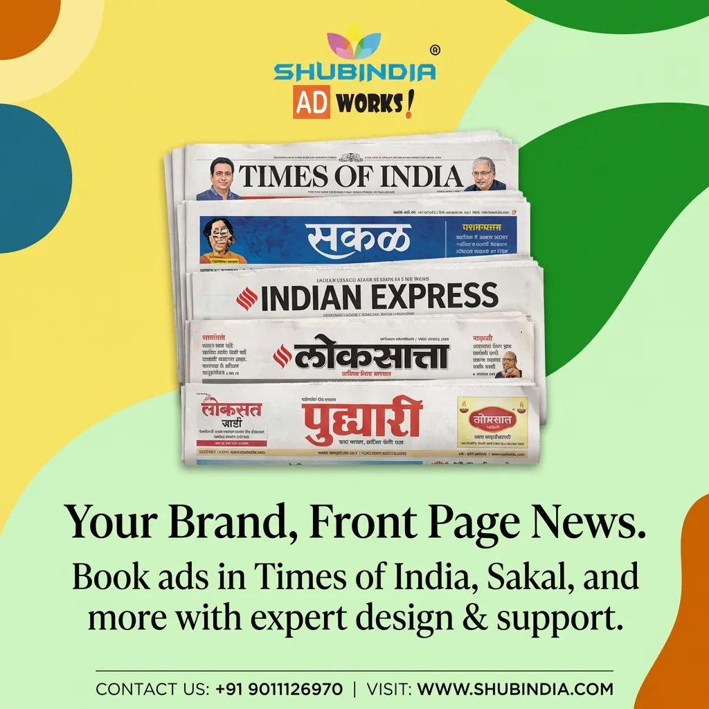 Front-page newspaper ad slot in Times of India and Sakal — Shubindia Ad Works